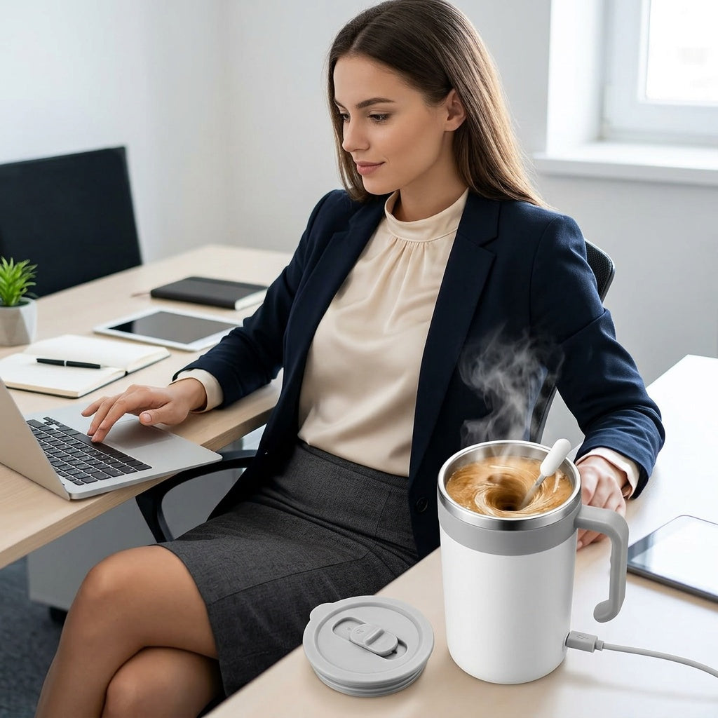 Self-Stirring Coffee Mug with Automatic Mixing